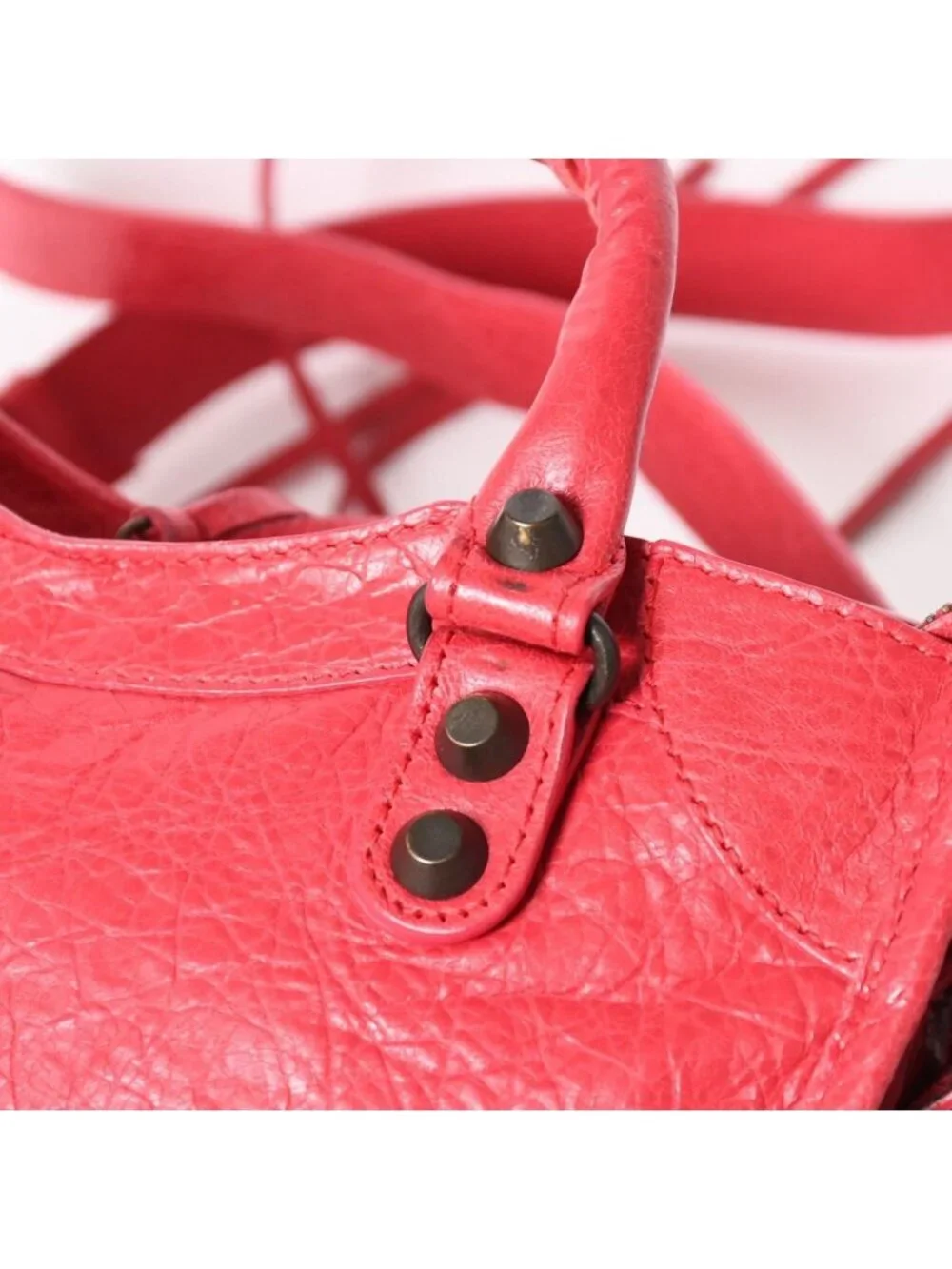Balenciaga Classic Mini City 2-Way Shoulder Bag Leather Red Pink